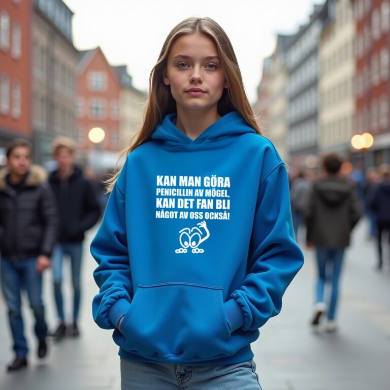 En kornblå hoodie från klasströjadirekt.se