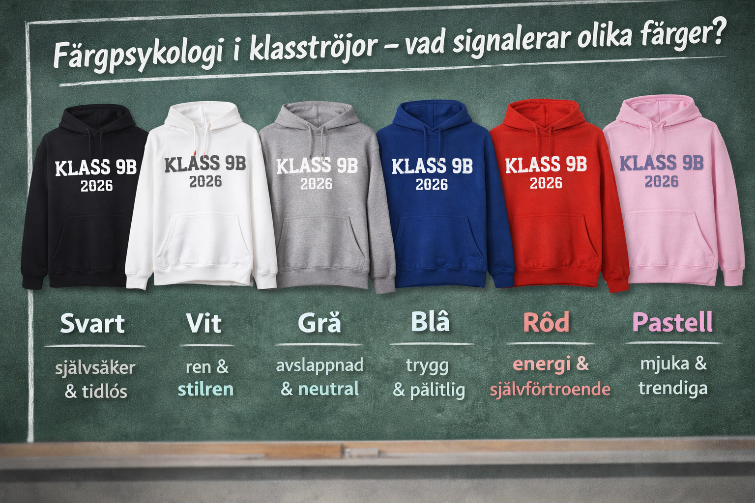 Olka färger på klasströjor signalerar olika saker.